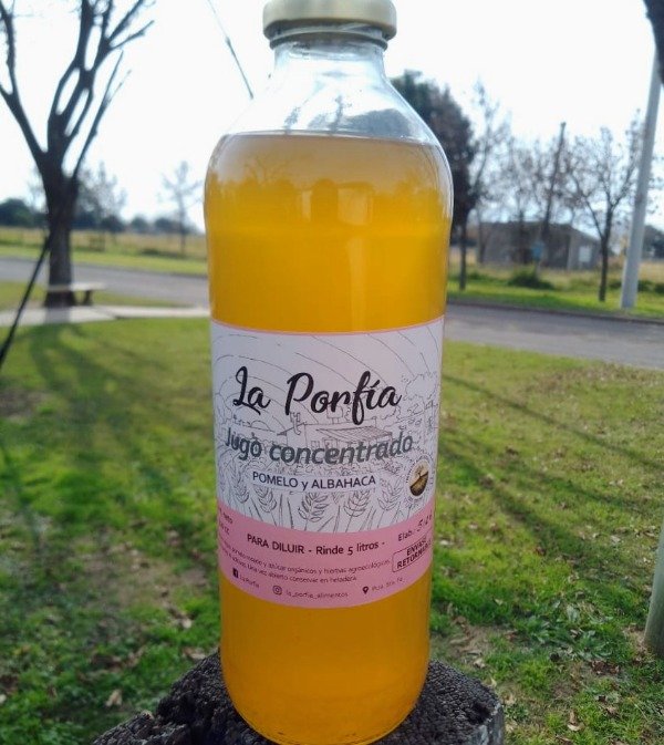 Producto - Jugo concentrado POMELO y ALBAHACA La Porfía (para diluir)