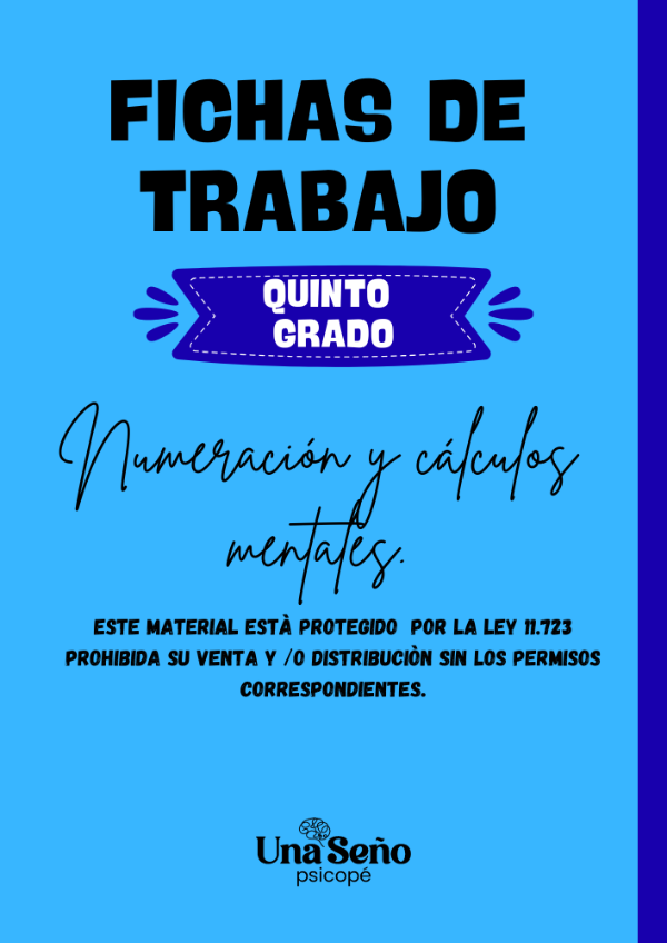 Producto - NUMERACION Y CALCULOS MENTALES - QUINTO GRADO MARZO 2026