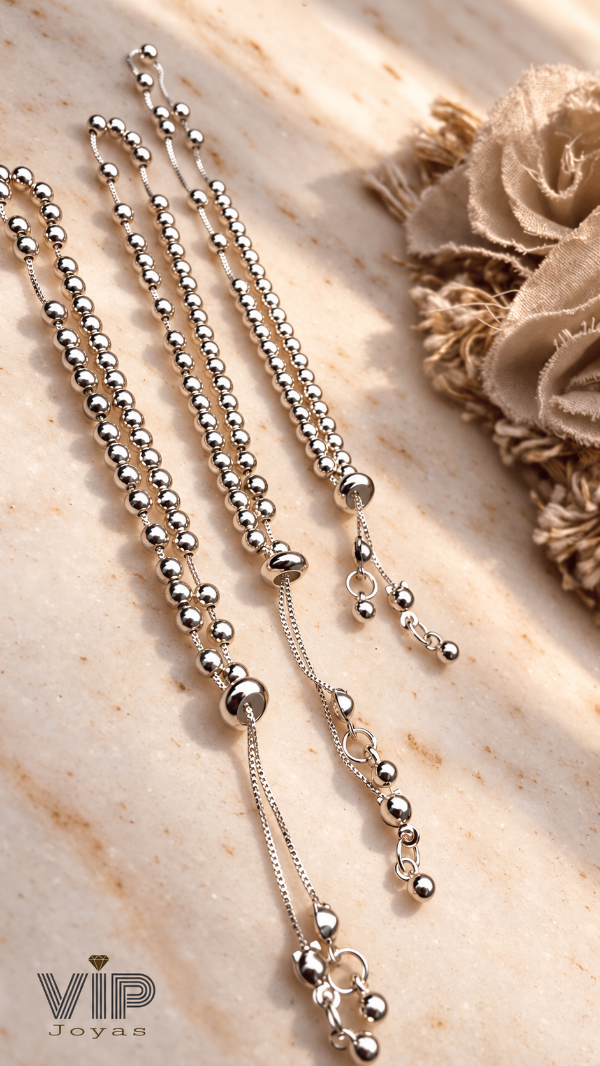 Producto - Pulsera Bolitas Regulable Acero Blanco - 1