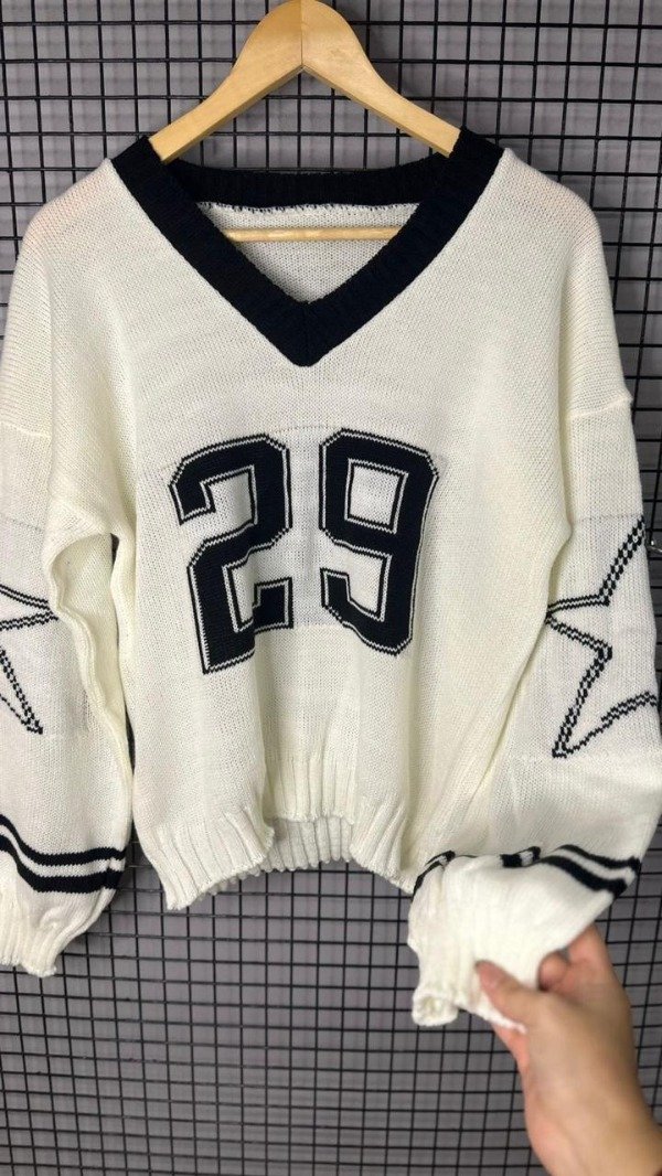 Producto - Sweater Knit Varsity Premium 29 crudo-negro