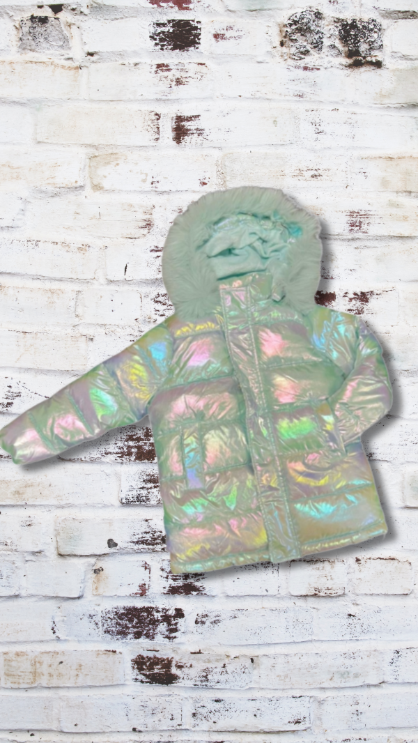 Producto - CAMPERA PUFFER METALIZADA CON PIEL Y PLUMA !