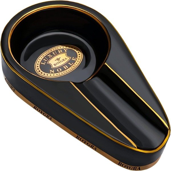 Producto - Cenicero Roygra Para Puros, De Cerámica Dorado Y Negro