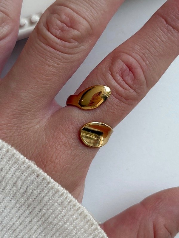 Producto - Anillo cruzado ancho (dorado)