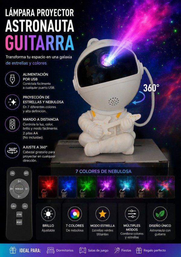 Producto - LAMPARA PROYECTOR ASTRONAUTA GUITARRA