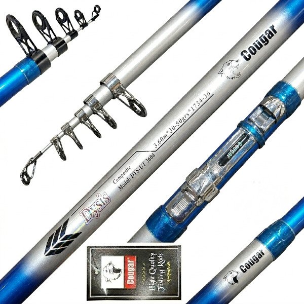 Producto - Caña Telescopica Cougar Dysis 4.0 metros Fibra 30-50grs 4 Tramos