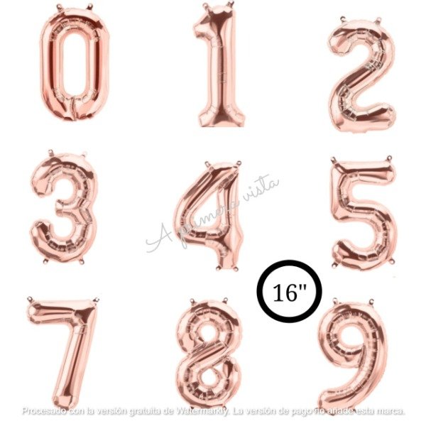 Producto - Globos numeros rosa gold 16" (35cm aprox.) c/u