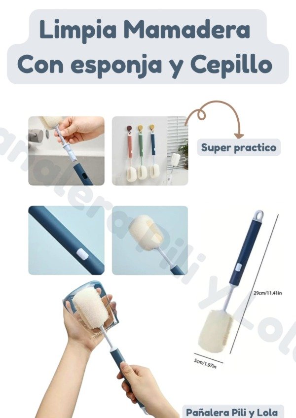 Producto - Limpia mamadera con esponja y cepillo