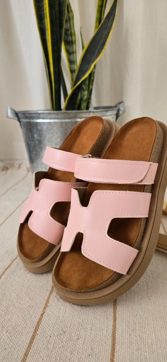 Producto - Sandalias Hache de Eco Cuero Rosa