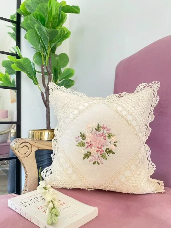 Producto - FUNDA DE ALMOHADA DECORATIVO VINTAGE BORDADO 45X45CM