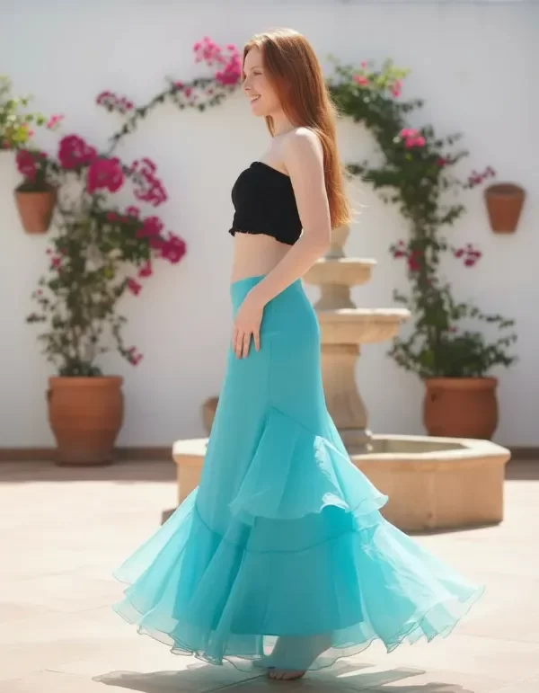 Producto - Pollera de organza con volados de fiesta corte sirena - 5
