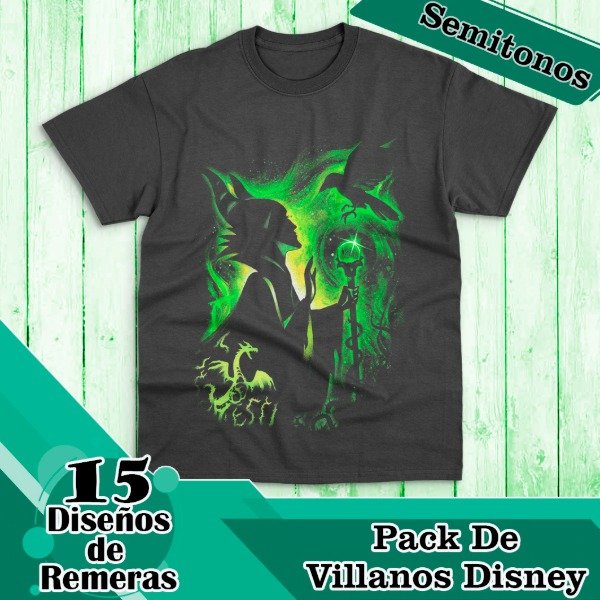 Producto - Diseños Digitales / Plantillas Semitonos Para Remeras Negras De Villanos Disney