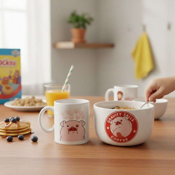 Producto - TAZA MAS CUENCO XXL CERAMICA ARTESANAL VARIOS PERSONAJES EN CAJA - 0