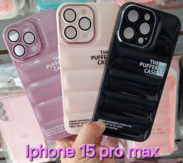 Producto - Fundas puffer charol. IPhone 15 pro max
