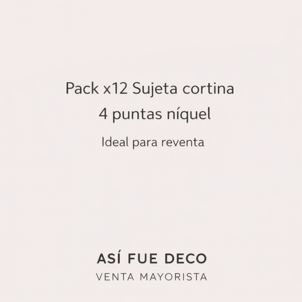 Producto - Pack x12 Sujeta cortina 4 puntas níquel