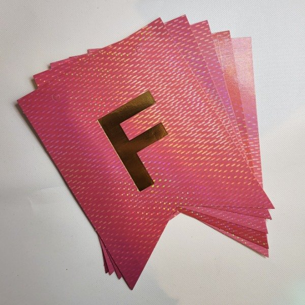 Producto - Banderines holográfico rosa FELIZ CUMPLEAÑOS