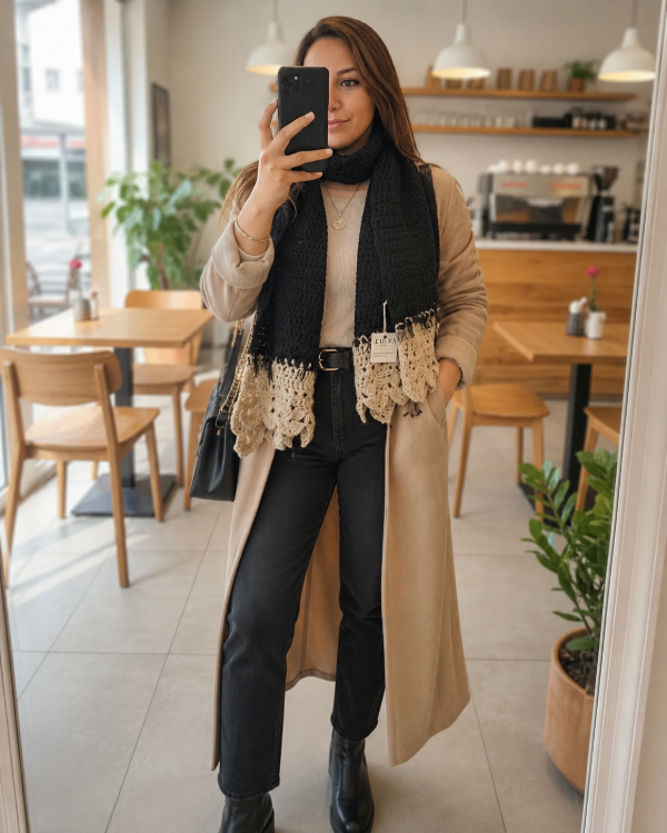 Producto - BUFANDA-RUANA black tejida