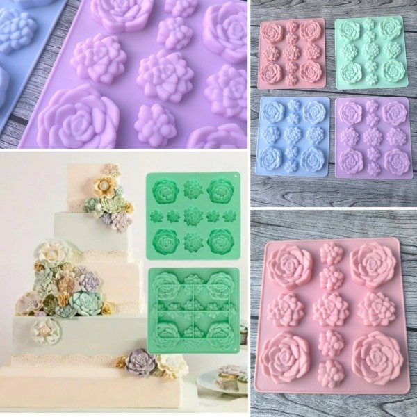 Producto - Molde de silicona suculentas varias