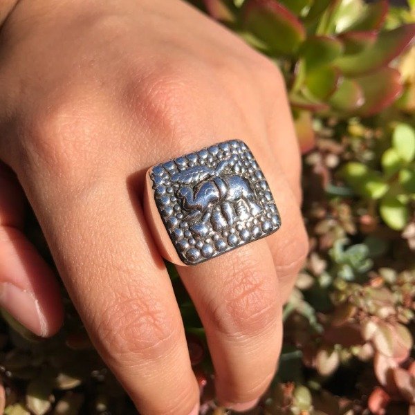 Producto - Anillo Sello Elefante Plata Inflada