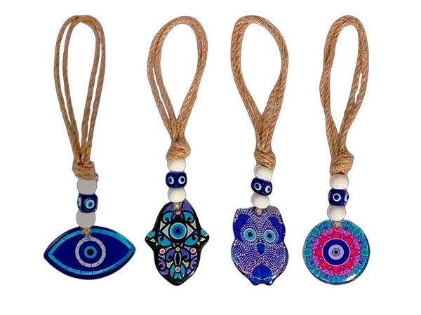 Producto - COLGANTE OJO TURCO VIDRIO CON HILO YUTE