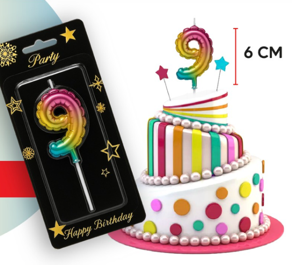 Producto - Vela globo numero multicolor