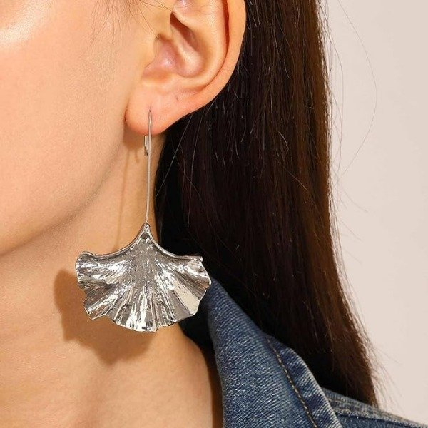 Producto - Set de Aros Hoja de Gingko #Plateados