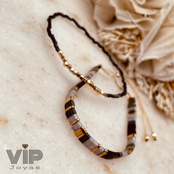 Producto - Set Pulseras Bohemian Dorado Gris