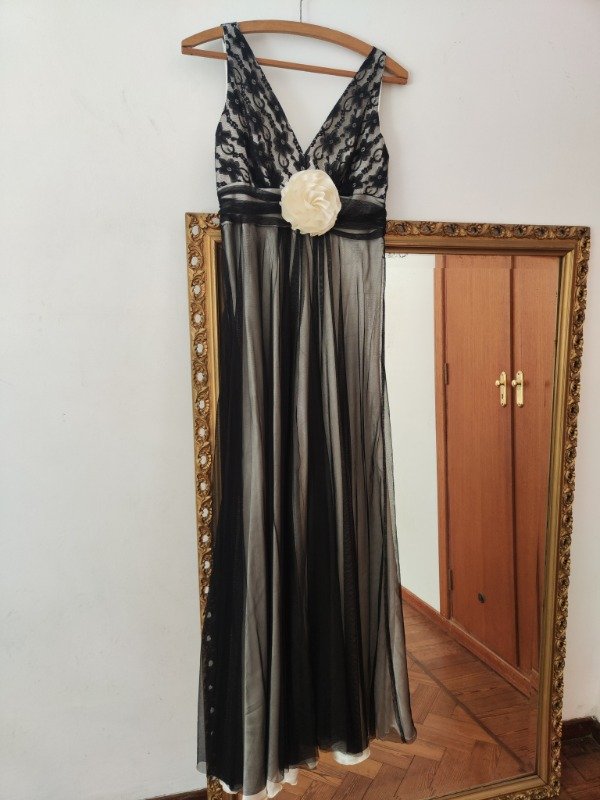 Vestido ByN satén, tul y encaje — imagen 2
