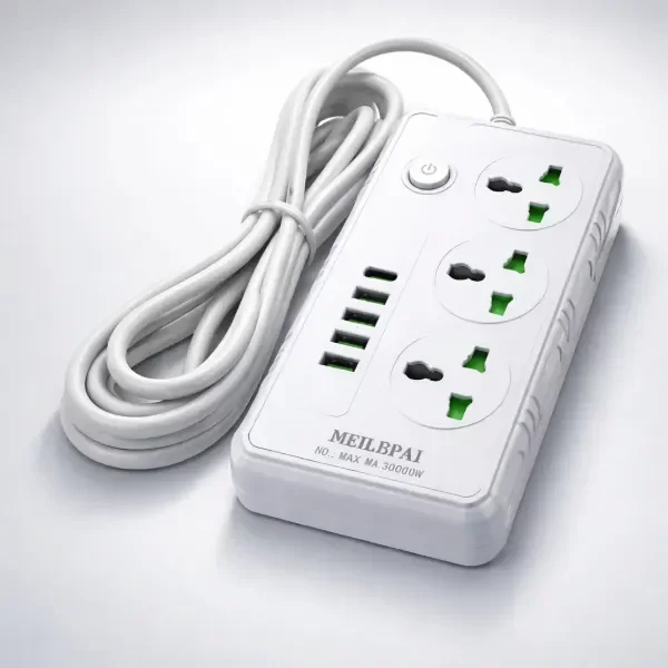 Producto - Zapatilla Univ Eléctrica 3000w 3 Tomas 220v 4 Usb 1 Tipo C