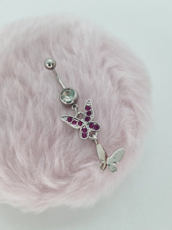 Producto - Piercing acero ombligo strass colgantes forma strass