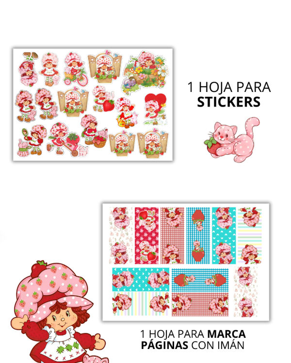 Producto - Stickers y  Marca página FRUTILLITA  ( imprimible)