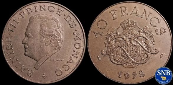 Producto - Principado de Mónaco - 10 Francos (1978) KM #154 - Tutela Francesa