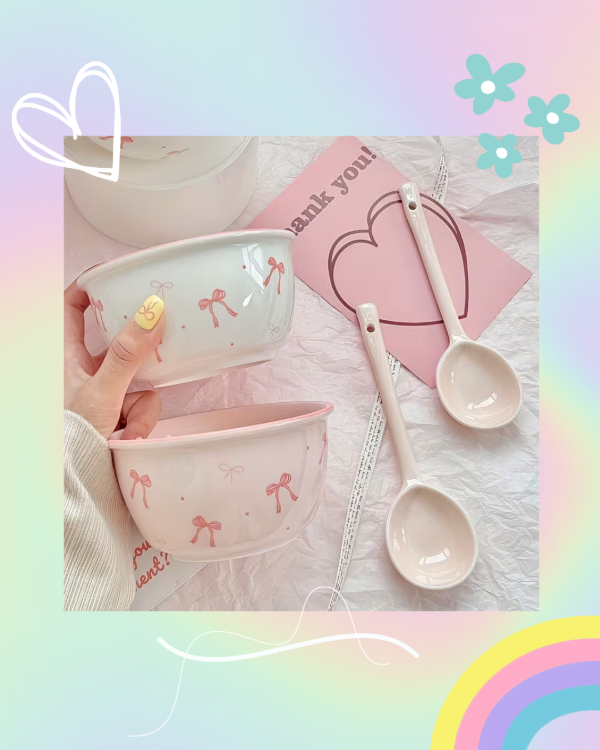 Producto - Set Bowl / Tazón Cerámica Moños + Cuchara
