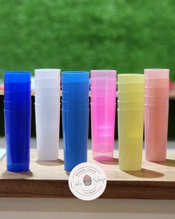 Producto - Vasos trago largo plástico colores por 10 unidades