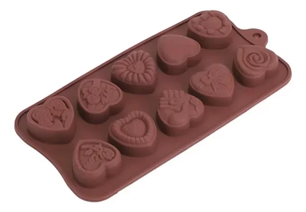 Producto - Molde Silicona Bombones Corazones Imagenes x10 Ideal P/ Velas Jabones (026M5)