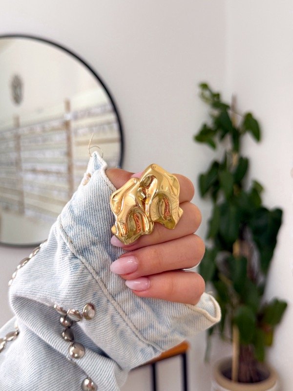 Producto - Aritos acero dorado irregular