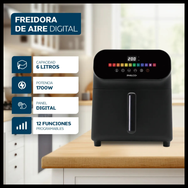 Producto - Freidora De Aire Philco Fr256ph 1700w 6 L 12 Programas