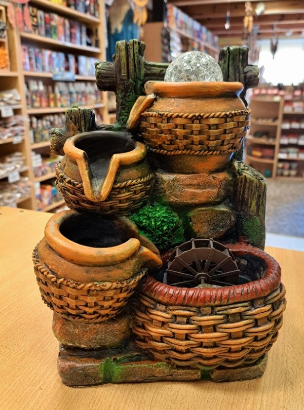 Producto - Fuente de agua 3 Cuencos con esfera y luz 27 cm