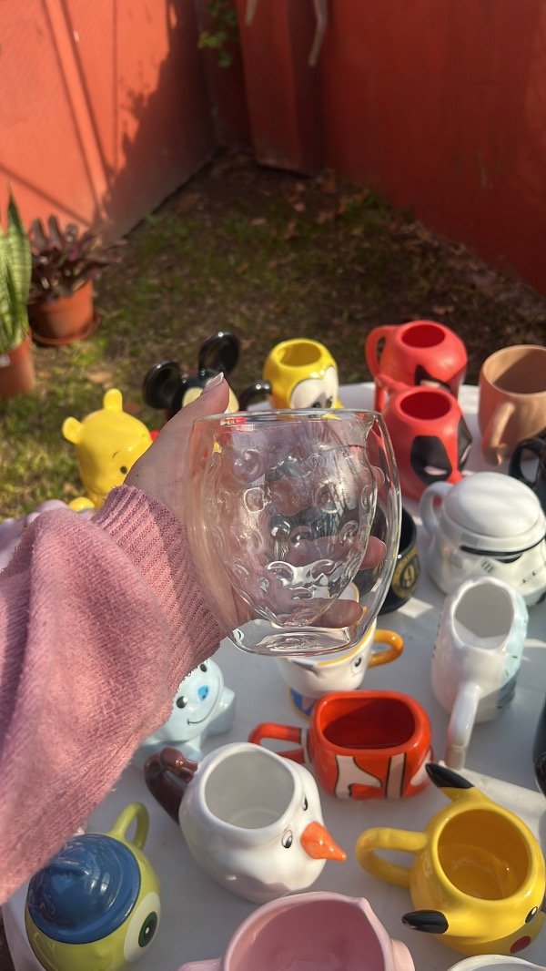Producto - Taza doble vidrio sin asa de frutilla