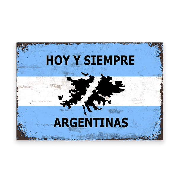 Producto - Chapa retro Malvinas hoy y siempre 30x20