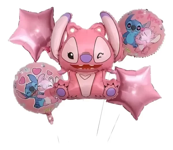 Producto - Stitch Rosa Sentada - Set 5 Globos