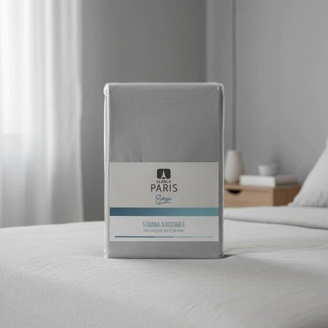Producto - Sábana Ajustable Paris Basic 2 1/2 Pl. "Gris Plata"