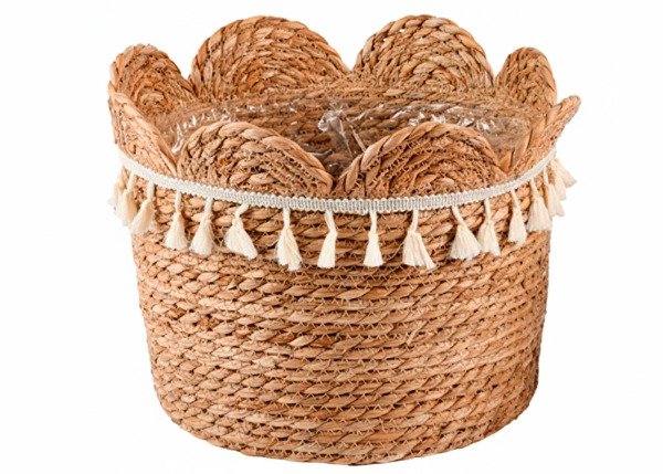 Producto - CANASTOS DE ENEA CON DETALLES EN ALGODÓN BLANCO