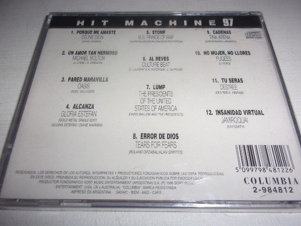 Producto - CD HIT MACHINE 97 NUEVO ARG 39A OASIS CELINE DION FUGEES JAMIROQUAI - 1
