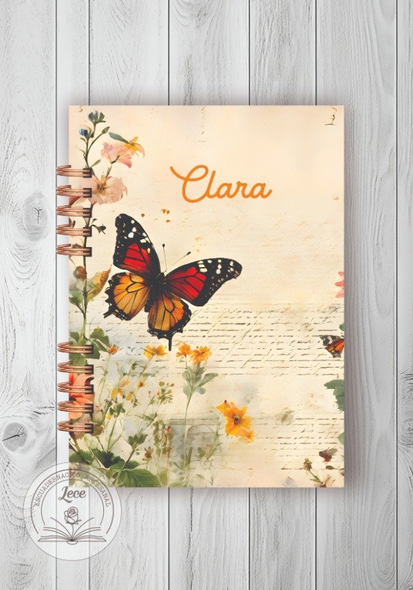 Producto - Kit imprimible Cuaderno Mariposa Monarca A5 (Nombre editable)