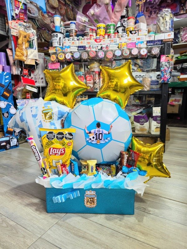Producto - Arreglo de globos argentina con golosinas