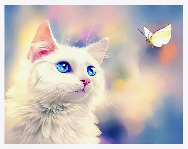 Producto - Kit de pintura por diamante gato blanco 50x40cm