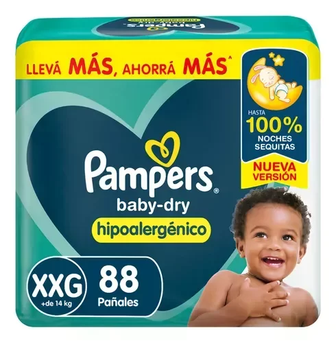 Producto - Pampers Baby Dry Mes consumo xxg 88