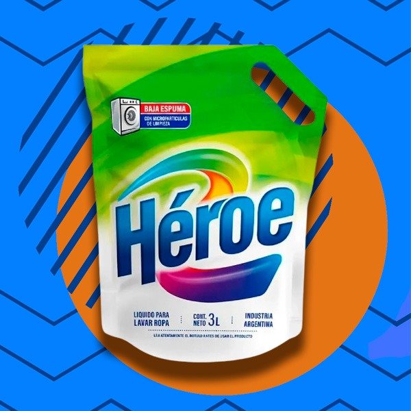 Producto - JABON LIQUIDO PARA ROPA HEROE DOY PACK X 3 LTS