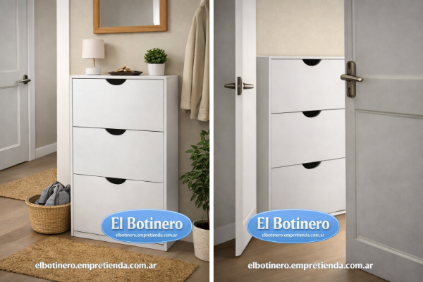 Producto - BOTINERO 3  PUERTAS MINI PARA 12 PARES PINTADO Y LAQUEADO - 1