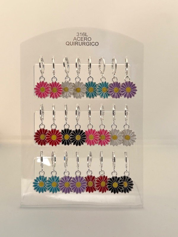 Producto - Argollas margaritas-acero blanco